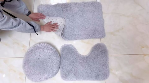 SEAHOME Bathroom Rug Sets 3 Piece Non Slip, Toilet Lid Cover and Contour Mat, Bath Mats Shower Mat for Tub (Pink)