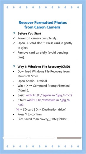 📷 Formatted Your Canon Camera SD Card? Recover Photos Safely!#canon #sdcard #filerecovery