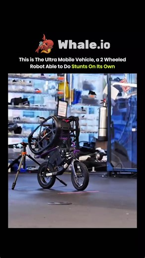 Explains Cosmos on Instagram: "This is the ultra mobile vehicle, a 2 wheeled robot trained using reinforcement learning. The learning process expands the range of movement techniques used to handle terrain and obstacles. These techniques include hops, out of plane balance, and level ground flips. Training relies on millions of physics based simulations, which expose the robot to varied and challenging conditions. This simulation scale supports zero shot transfer, where learned control works in t