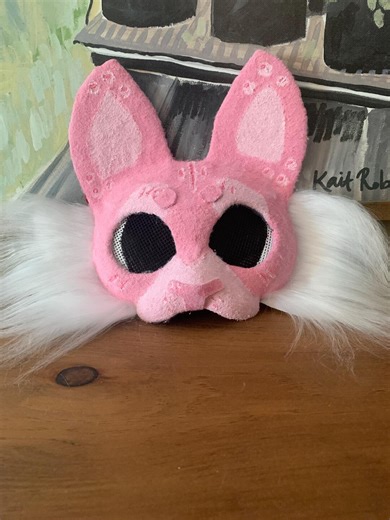 Pink Spring Kitty Therian Mask. Not Waterproof. Fully Furred and Lined. Handpainted. Includes 3D Nose and Soft Fur. - Etsy