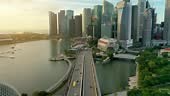 SINGAPORE. aerial view 4k video of the Singapore City Skyline....