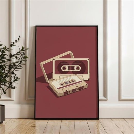 Retro Cassette Tape Art Print | Vintage Music Decor - Etsy