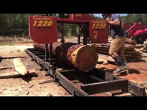 Squaring up a Big Pine Log - Timberking 1220
