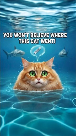 This Cat Teleported into a SHARK TANK! 🦈🤯 (What will happen? 🤔) #shorts #cat