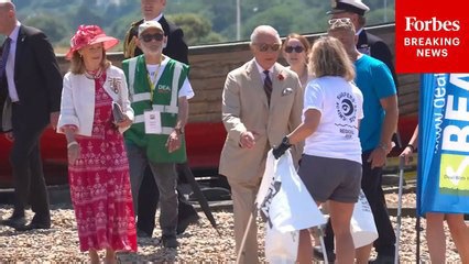 King Charles Joins Beach Clean Up Efforts In The Town Of Deal In Kent, England
