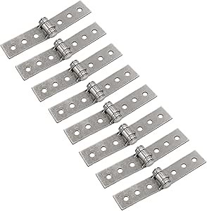 8Pcs 3 inch Silver Folding Butt Hinges Stainless Steel Furniture Door Window Hinges, Small Hinges for Crafts, Frameless Glass Window Hinge 6 Hole Hinge