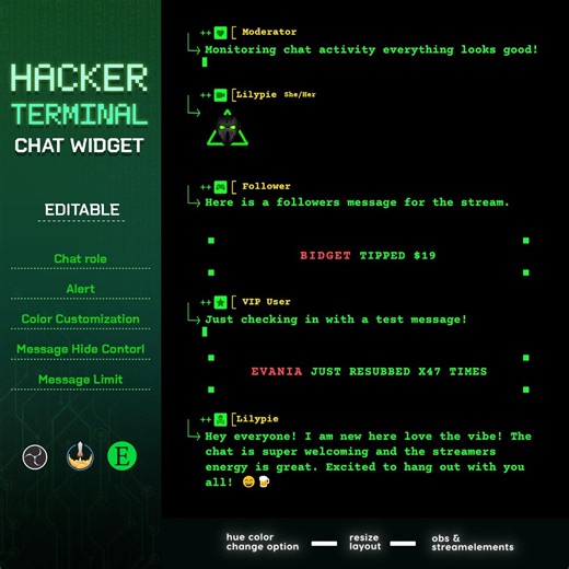 Hacker Terminal Chat Widget: Cyberpunk Streamelements & Twitch Alerts - Etsy