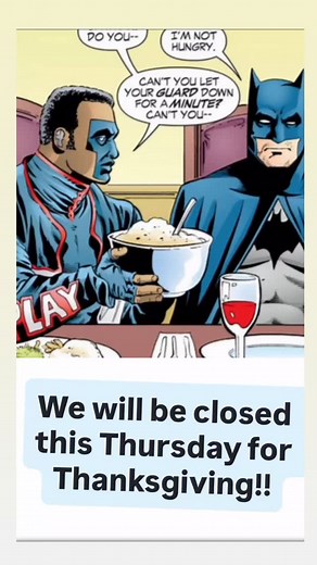 Have a fun and safe holiday everyone!! Your friendly neighborhood comic book bar loves you! #nerdbar #thanksgiving2025 | My Parents' Basement