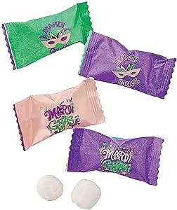Mardi Gras Buttermints - (Approx. 108 pcs) - 14 oz - Individually Wrapped - Great for Parades and Fat Tuesday