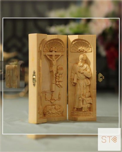 Handmade Portable Altar Jesus Christ | St. Matthew| Ave Maria Home Decor Mini Catholic Altar Trip...