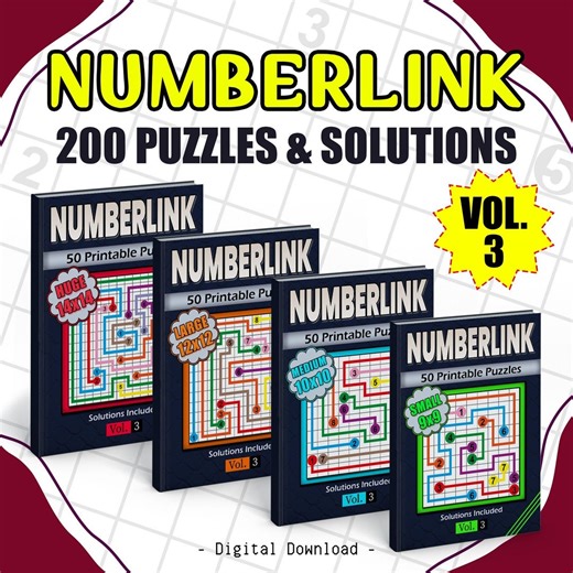 Printable Numberlink Puzzles: Brain Teaser Game (digital Download A4 Size) - Etsy