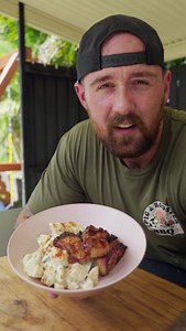 Sticky BBQ Pork Rashers w/Creamy Potato Salad 😍 Smoked to perfection with Lil' Spicy Sauce and Sweet Lemon Pepper seasoning and paired with a zesty potato salad featuring Kewpie mayo, chives, and a hint of lemon! Start cooking now, https://www.lanesbbq.com.au/blogs/recipe/sticky-bbq-pork-rashers-w-creamy-potato-salad | Lane's BBQ Australia