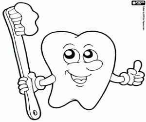 Tooth brushing coloring page printable game