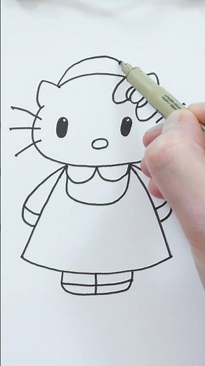 How to draw Hello Kitty Young-hee Doll - Squid Game #shorts #drawing