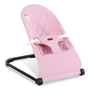 Baby Bouncer,Baby Bouncer Seat,Portable Infant Bouncer with 3-Point Safety Harness,Ergonomic Bouncy seat, Newborn Bouncer for Babies 0-6 Months up to 20lbs (Pink)