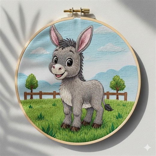 Cartoon Donkey Hand Embroidery Design, Donkey Embroidery PDF File - Etsy