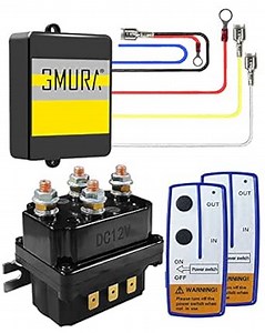 Wireless Winch Remote Control Kit, 12V 250A Winch Solenoid Relay Contactor & 2 Remote Controller, Control Distance Up to 165Ft, Fit for 2000-5000lbs ATV UTV SUV Boat Vehicles Trailer Trucks