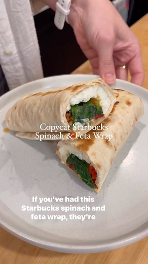 Taylor Dadds on Instagram: "Copycat Starbucks Spinach & Feta Wrap🤩 these are so easy to make at home & perfect for an easy breakfast! I love having the ingredients on hand to easily make one of these during the week. follow @onebalancedlife for more easy recipes! Grab the full recipe at the link in my bio or by searching “Copycat Starbucks Spinach & Feta Wrap” at onebalancedlife.com"