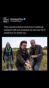 In 2009, Top Gear decided to answer one of the most absurd engineering questions imaginable: how far could a medieval trebuchet throw a full-size car? To find out, they built a towering counterweight trebuchet using real calculations, loaded a real car, and let gravity do the work. When released, centuries-old siege technology converted stored potential energy into explosive kinetic force, launching the car hundreds of feet through the air in spectacular slow motion. It wasn’t just TV chaos it w