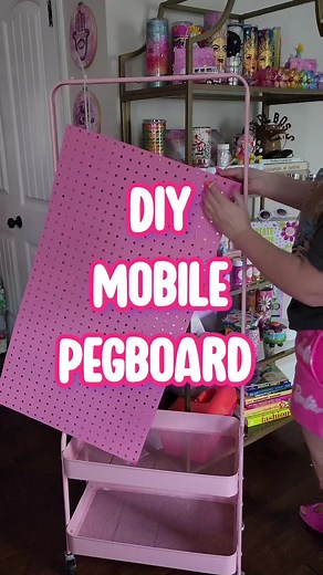 DIY Pink Craft Cart with Pegboard Setup: Craft Room Organization