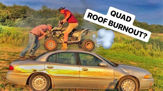 KTM 450 quad burnout on a Buick roof