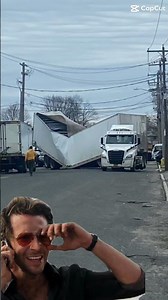 Massive Fail: Guy Reacts to Tractor Trailer Snapped in Two