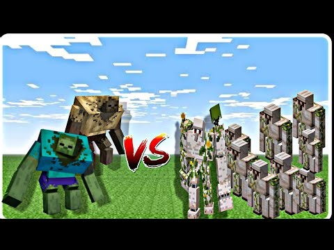 "Mutant Zombie vs Army of 100 Golems – Who Wins? 💥" Minecraft mob Battle