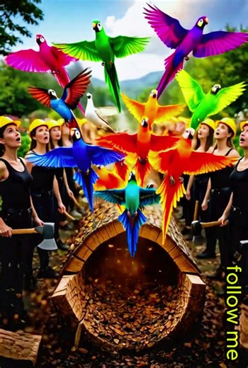 Log Explodes and the Sky Fills With Birds 🕊️💥 #ViralShorts #AIVideo