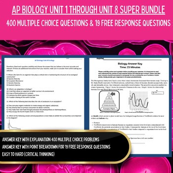 AP Biology Full Year Curriculum BUNDLE Units 1-8 REVIEW | 19 FRQs & 400 MCQs