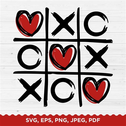 Valentine's Day Tic-tac-toe SVG, Heart Game Board (digital Download) - Etsy UK