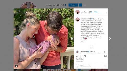 'Our whole world': Missy Franklin announces birth of daughter