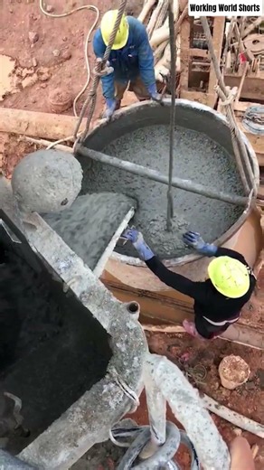 🕳️🪘 Piling Foundation: Pouring Concrete Slurry into Deep Borehole Shaft