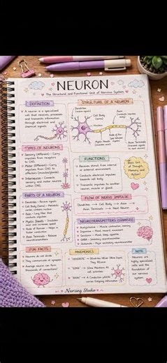 Neuron | Aesthetic Handwritten Nursing Notes 🧠✨ | Structure & Function Explained