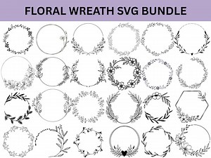 Floral Wreath SVG Bundle: Botanical Frame Designs (digital Download) - Etsy