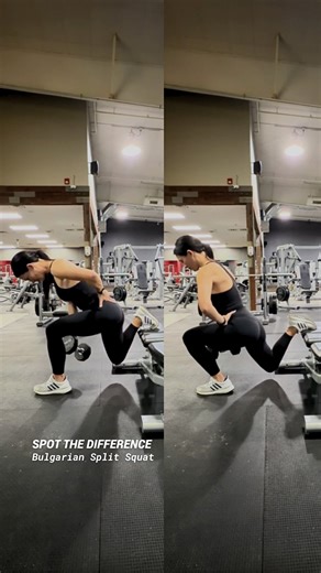 Sesh Fitness App on Instagram: "Before you scroll… Comment RIGHT or LEFT 👀👇 Which one do you think is correct? ⬅️ Left = ✅ ➡️ Right = 🚫 Let’s break down what’s happening… 📐 Torso angle matters — slight forward lean = more glutes 🚫 Staying too upright shifts this into a quad-dominant move 😌 Front leg does the work — stable foot, controlled reps 🚫 Pushing off the back leg = cheating the movement 🦵 Knee tracking matters — controlled forward travel is normal 🚫 Knee shooting too far over the