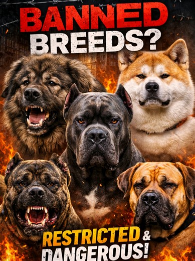 5 Powerful Dog Breeds Banned in Some Countries Some of the most powerful dog breeds in the world are restricted or regulated in certain countries and cities. Not because they are bad dogs — but because their strength, guarding instincts, and loyalty require responsible owners and proper training. From the massive Caucasian Shepherd to the legendary Cane Corso, these breeds were built to protect. Respect the power. Respect the responsibility. Which breed do you respect the most? 👇 @DIVINE.DOGO.A