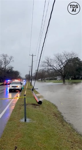 Live Power Line Collapses Into Floodwaters After Storm, Sparks Visible on Surface Authorities are urging the public to stay clear after a powerful storm caused a downed electrical line to fall directly into standing floodwaters, creating a highly dangerous situation. Video from the scene shows the line still fully energized, with visible electrical activity rippling across the water’s surface as rain continues to fall. Emergency crews quickly secured the area, warning that electrified water can 