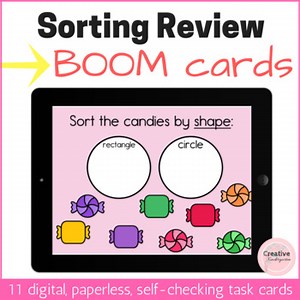 Sorting Review Digital Task Cards with BOOM Cards for Kindergarten