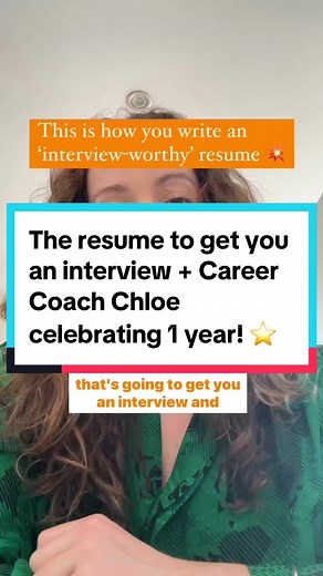 Number🥉in our top 5 reels over a year of content, celebrating 1-year of @careercoachchloe! Have you used these tips for your resume? 👋🏻 Simply listing your tasks and responsibilities under each job title is not going to make you a) stand out or b) get you an interview. 🙃 You’re pretty much just giving the hiring manager another version of a job description, and they can’t see anything about your amazing value or impact! 💥 This is how you change your resume from being a snooze-fest, to an in