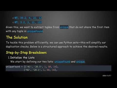 How to Remove Duplicates from a List of Tuples based on the First Item