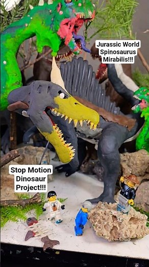 Jurassic World Stop Motion - Dinosaur Toy Spinosaurus Mirabilis Sail Clay Crafting #shorts