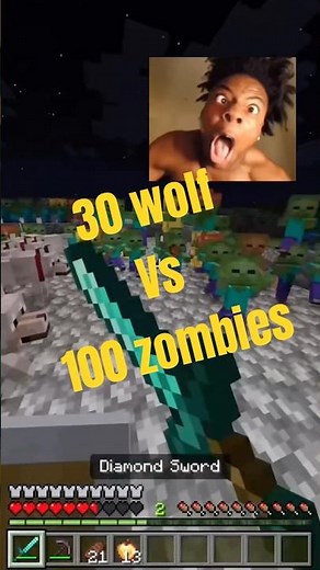 #minecraft Fight 30 wolf vs 100 zombies 🧟