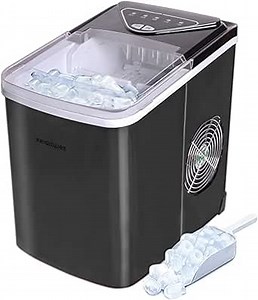 Frigidaire EFIC123-SSBLACK Compact Countertop Ice Maker, 26lbs of Ice per Day, Black Stainless