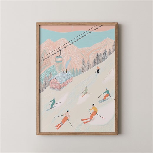 Après Ski Art Print: Modern Alpine Painting, Minimalist Cabin Decor, Printable Wall Art - Etsy UK