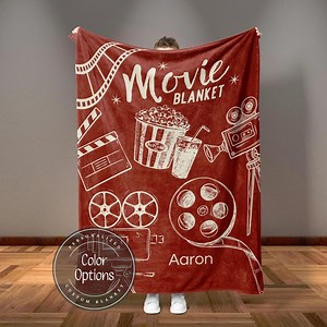 Personalized Blanket Gift for Movie Lovers, Movie Night Throw Blanket Housewarming Gift for Friends Movie Room Decor Custom Name Family Gift - Etsy