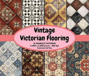 Vintage Victorian Flooring Digital Pattern Seamless Paper Antique Victorian Tiles Digital Paper Rustic Dollhouse Floor Tiles Commercial Use - Etsy