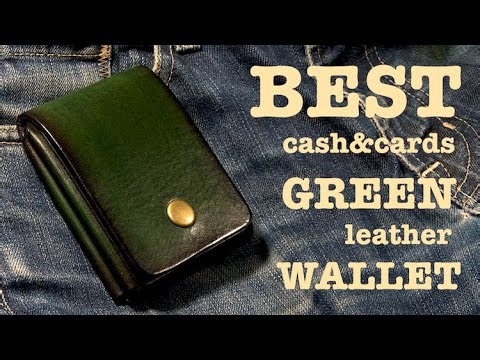 Best green leather wallet | Making cash & cards leather wallet | ASMR leatherworking