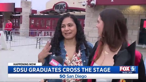 Students walk at SDSU graduation ceremony