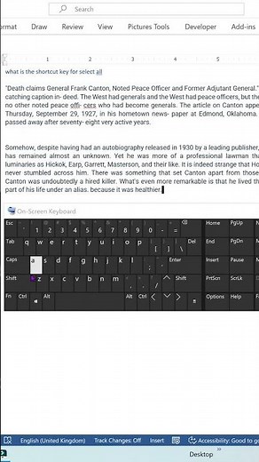 What is the shortcut key for select all #microsoftword #wordtutorial #msword