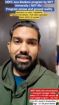 HDFC Ace Bankers program by NIIT University_Program review_ batch 2026 #careeradvisor24 #reels #live